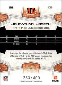 2008 Score - Gold Zone #66 Johnathan Joseph Back