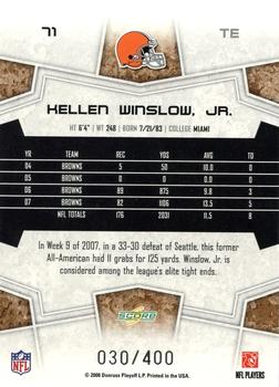 2008 Score - Gold Zone #71 Kellen Winslow, Jr. Back