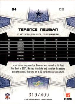 2008 Score - Gold Zone #84 Terence Newman Back