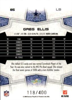 2008 Score - Gold Zone #85 Greg Ellis Back
