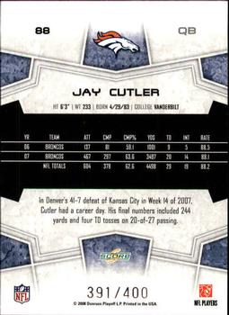 2008 Score - Gold Zone #88 Jay Cutler Back