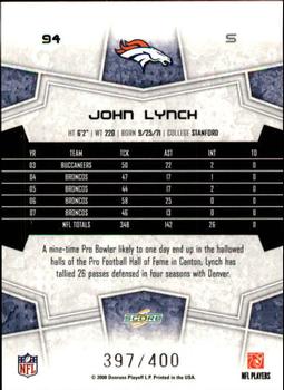 2008 Score - Gold Zone #94 John Lynch Back