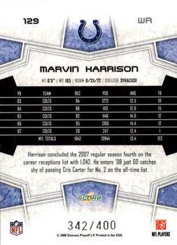 2008 Score - Gold Zone #129 Marvin Harrison Back