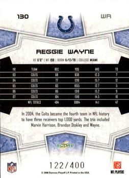 2008 Score - Gold Zone #130 Reggie Wayne Back