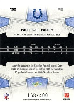 2008 Score - Gold Zone #133 Kenton Keith Back