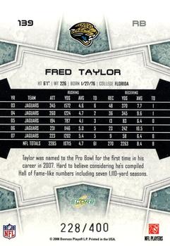 2008 Score - Gold Zone #139 Fred Taylor Back