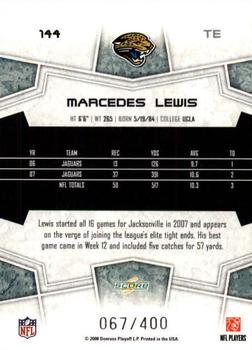 2008 Score - Gold Zone #144 Marcedes Lewis Back