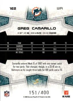 2008 Score - Gold Zone #162 Greg Camarillo Back