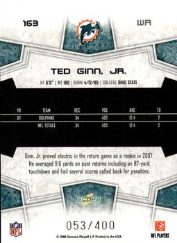 2008 Score - Gold Zone #163 Ted Ginn Jr. Back
