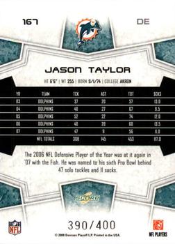 2008 Score - Gold Zone #167 Jason Taylor Back
