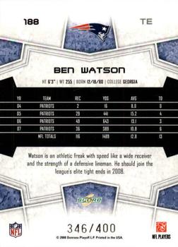 2008 Score - Gold Zone #188 Ben Watson Back