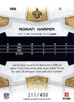2008 Score - Gold Zone #199 Roman Harper Back