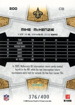 2008 Score - Gold Zone #200 Mike McKenzie Back