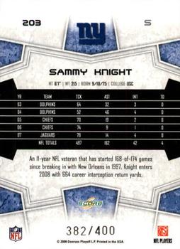 2008 Score - Gold Zone #203 Sammy Knight Back