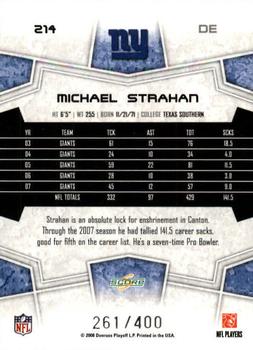 2008 Score - Gold Zone #214 Michael Strahan Back