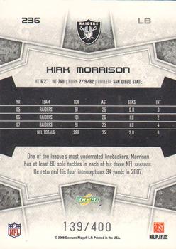 2008 Score - Gold Zone #236 Kirk Morrison Back