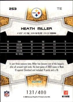 2008 Score - Gold Zone #253 Heath Miller Back