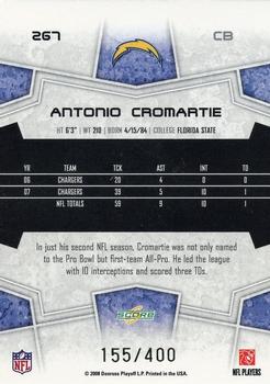 2008 Score - Gold Zone #267 Antonio Cromartie Back
