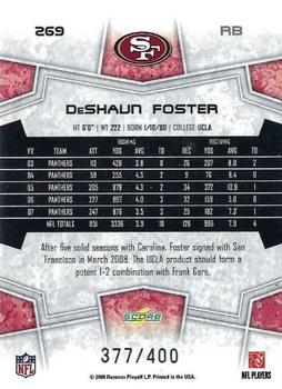 2008 Score - Gold Zone #269 DeShaun Foster Back