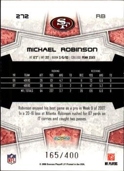 2008 Score - Gold Zone #272 Michael Robinson Back