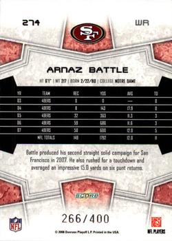 2008 Score - Gold Zone #274 Arnaz Battle Back