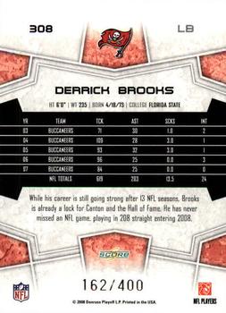 2008 Score - Gold Zone #308 Derrick Brooks Back