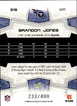 2008 Score - Gold Zone #319 Brandon Jones Back