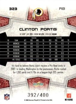 2008 Score - Gold Zone #323 Clinton Portis Back