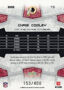 2008 Score - Gold Zone #326 Chris Cooley Back