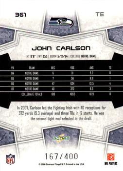 2008 Score - Gold Zone #361 John Carlson Back
