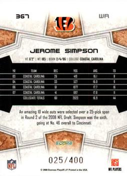 2008 Score - Gold Zone #367 Jerome Simpson Back