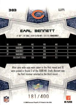 2008 Score - Gold Zone #383 Earl Bennett Back