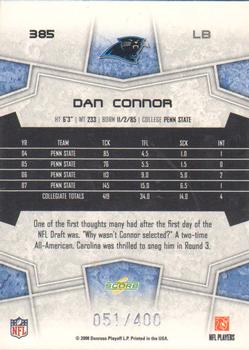 2008 Score - Gold Zone #385 Dan Connor Back