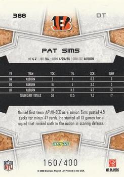 2008 Score - Gold Zone #388 Pat Sims Back
