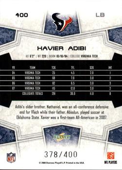 2008 Score - Gold Zone #400 Xavier Adibi Back