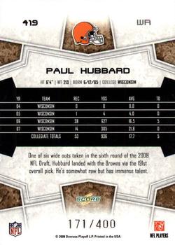 2008 Score - Gold Zone #419 Paul Hubbard Back