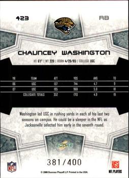 2008 Score - Gold Zone #423 Chauncey Washington Back