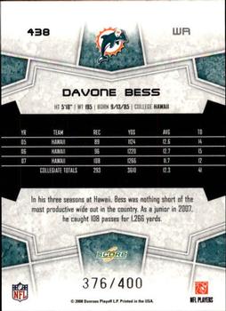 2008 Score - Gold Zone #438 Davone Bess Back