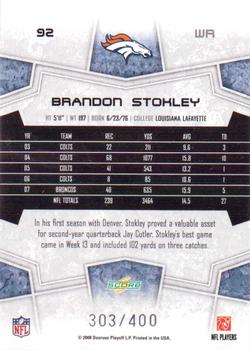 2008 Score - Gold Zone #92 Brandon Stokley Back
