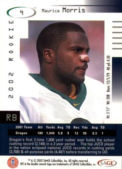 2002 SAGE HIT #9 Maurice Morris Back