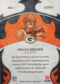 2008 Score - Hot Rookies Glossy #HR-1 Brian Brohm Back