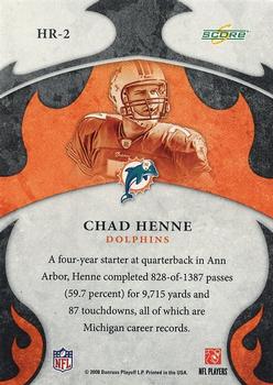 2008 Score - Hot Rookies Glossy #HR-2 Chad Henne Back