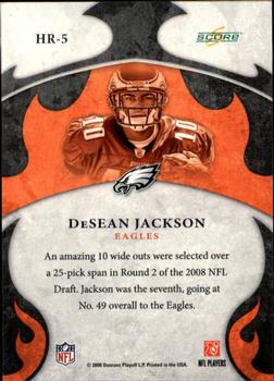 2008 Score - Hot Rookies Glossy #HR-5 DeSean Jackson Back