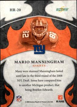 2008 Score - Hot Rookies Glossy #HR-20 Mario Manningham Back