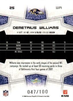 2008 Score - Red Zone #25 Demetrius Williams Back