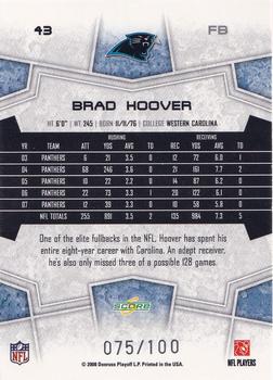 2008 Score - Red Zone #43 Brad Hoover Back