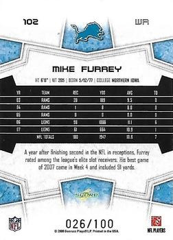 2008 Score - Red Zone #102 Mike Furrey Back