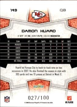 2008 Score - Red Zone #149 Damon Huard Back