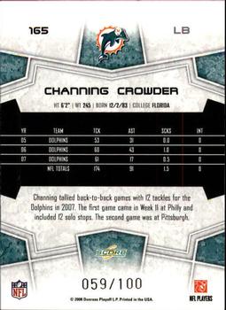 2008 Score - Red Zone #165 Channing Crowder Back