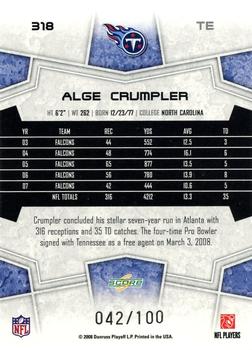 2008 Score - Red Zone #318 Alge Crumpler Back